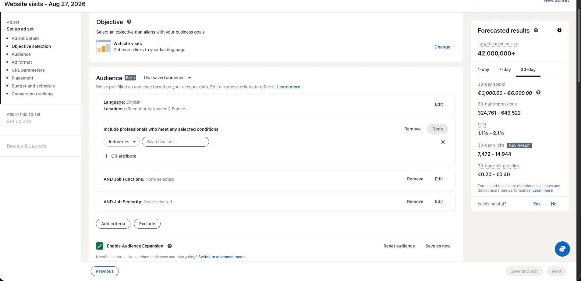 interface linkedin campaign manager