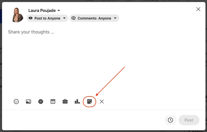 Linkedin add a document current ui
