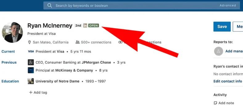 See the open profile in sales navigator