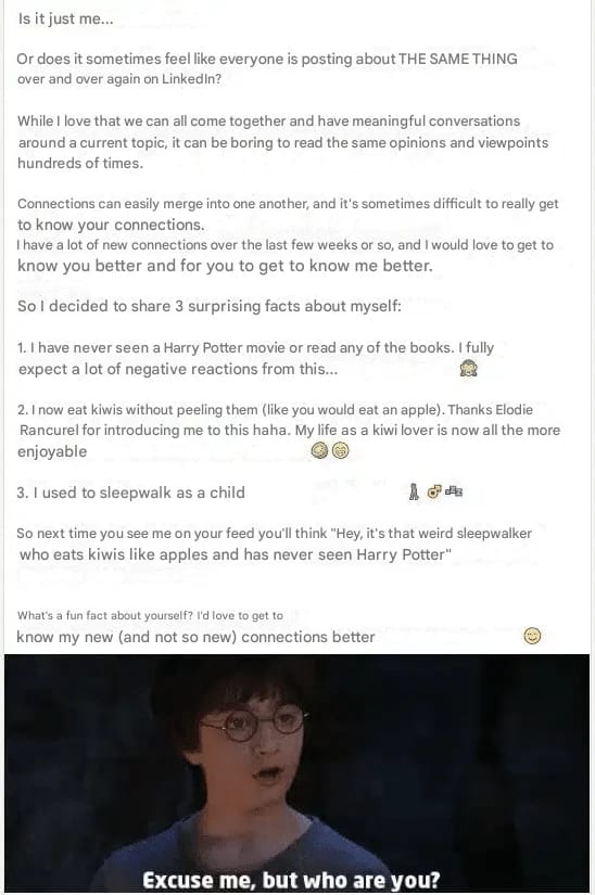 Beispiel für einen ersten LinkedIn-Post