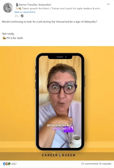 Beispiel für einen LinkedIn-Post (Text + Video)