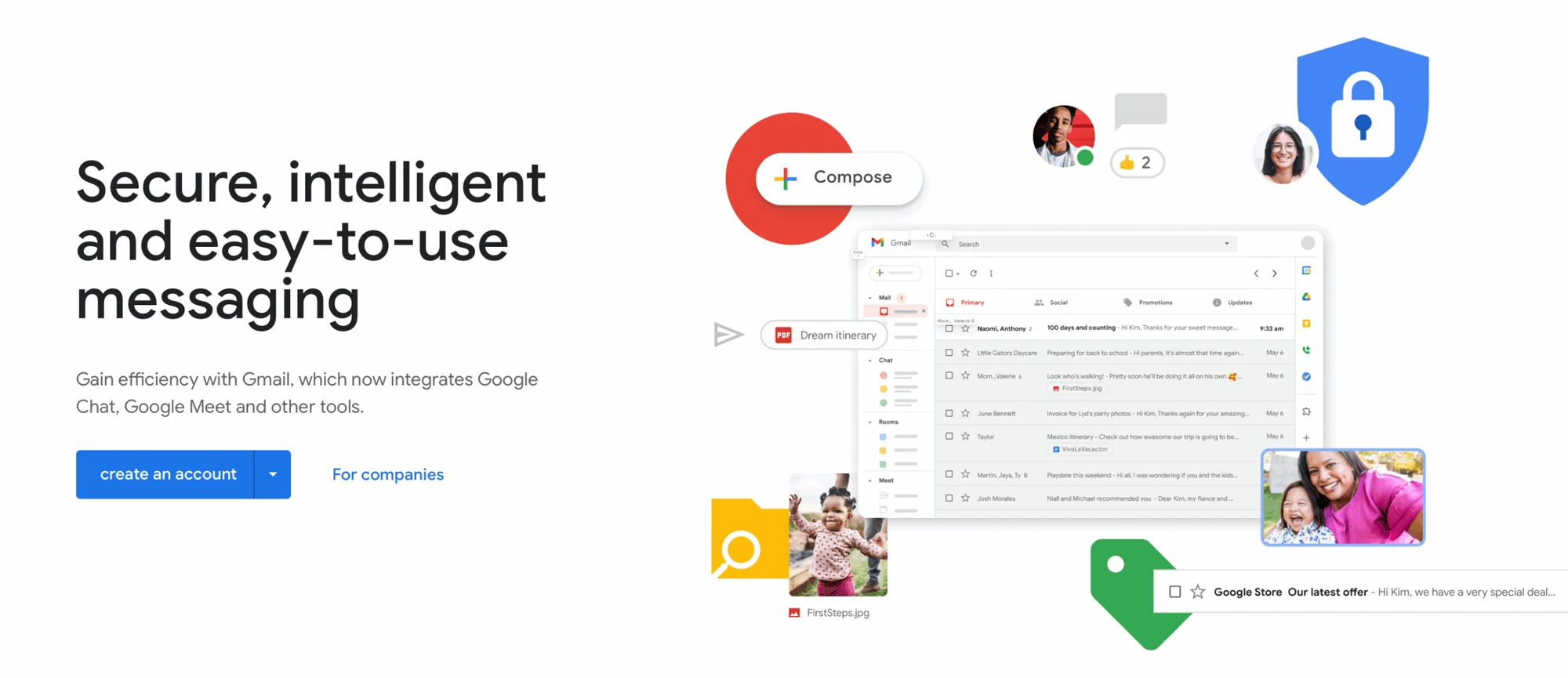 Gmail interface secure messaging integration