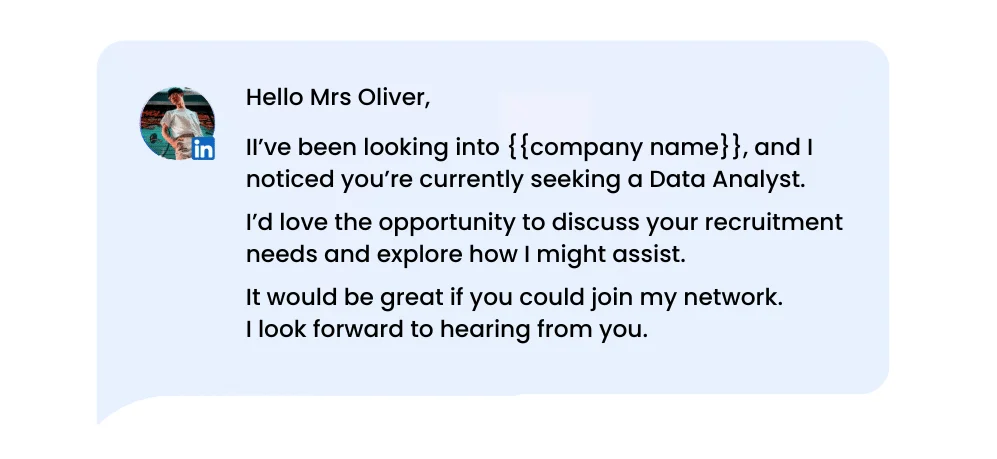 Modelli di messaggi di connessione a LinkedIn : Candidatura su LinkedIn.
