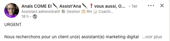 Offre emploi assistant marketing digital Waalaxy