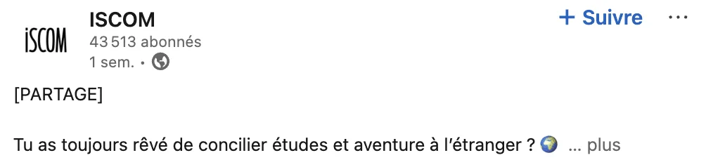 "Iscom - Conciliant études et aventure à l'étranger."