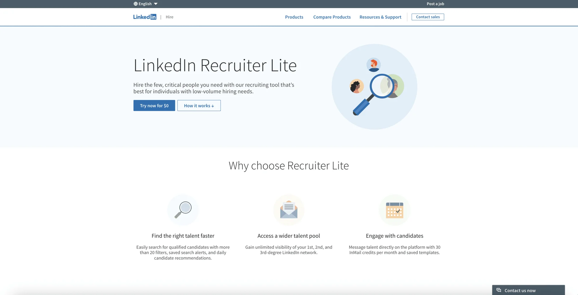 LinkedIn Recruiter Lite product interface