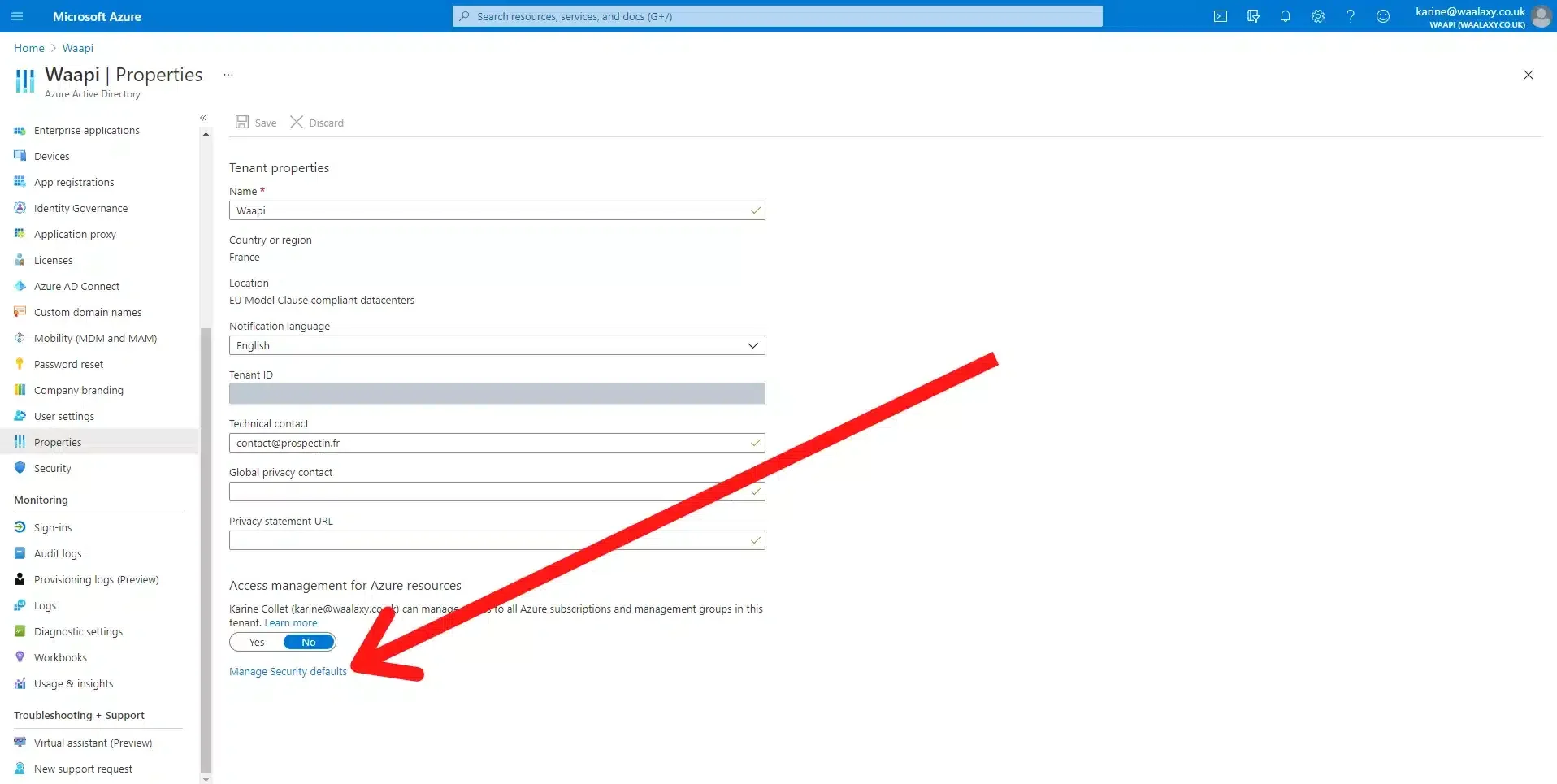 Manage security defaults