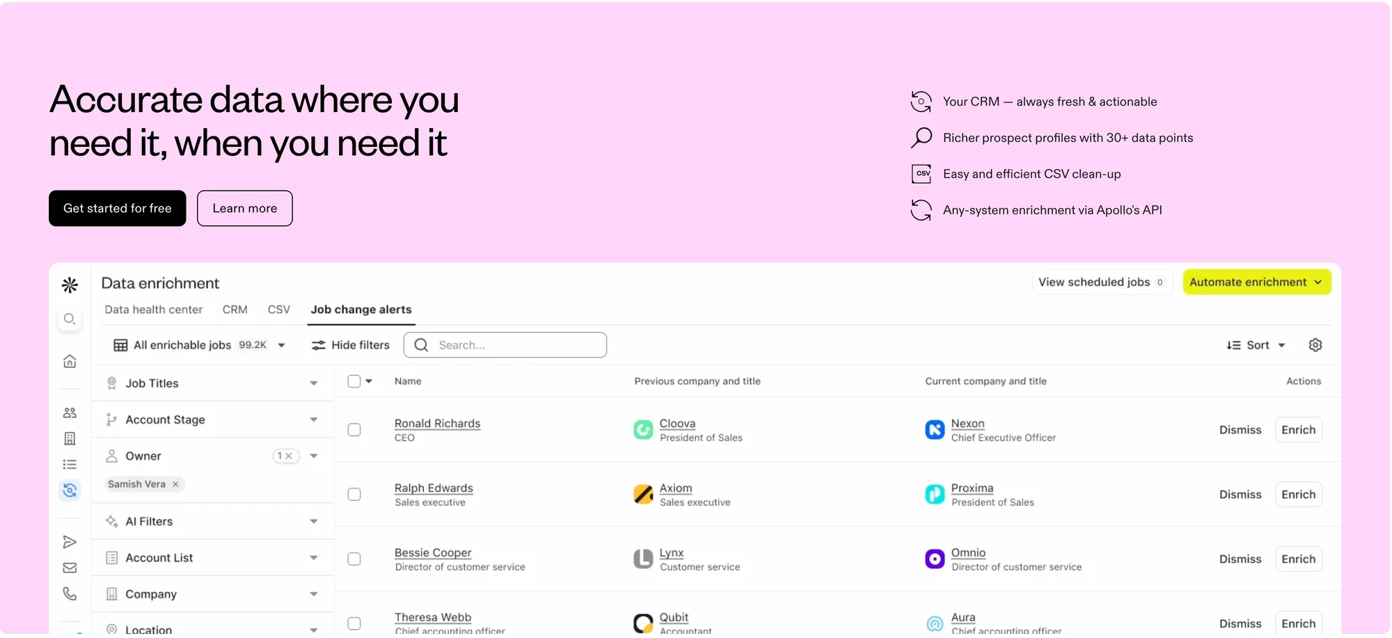 ZoomInfo alternative - Apollo.io