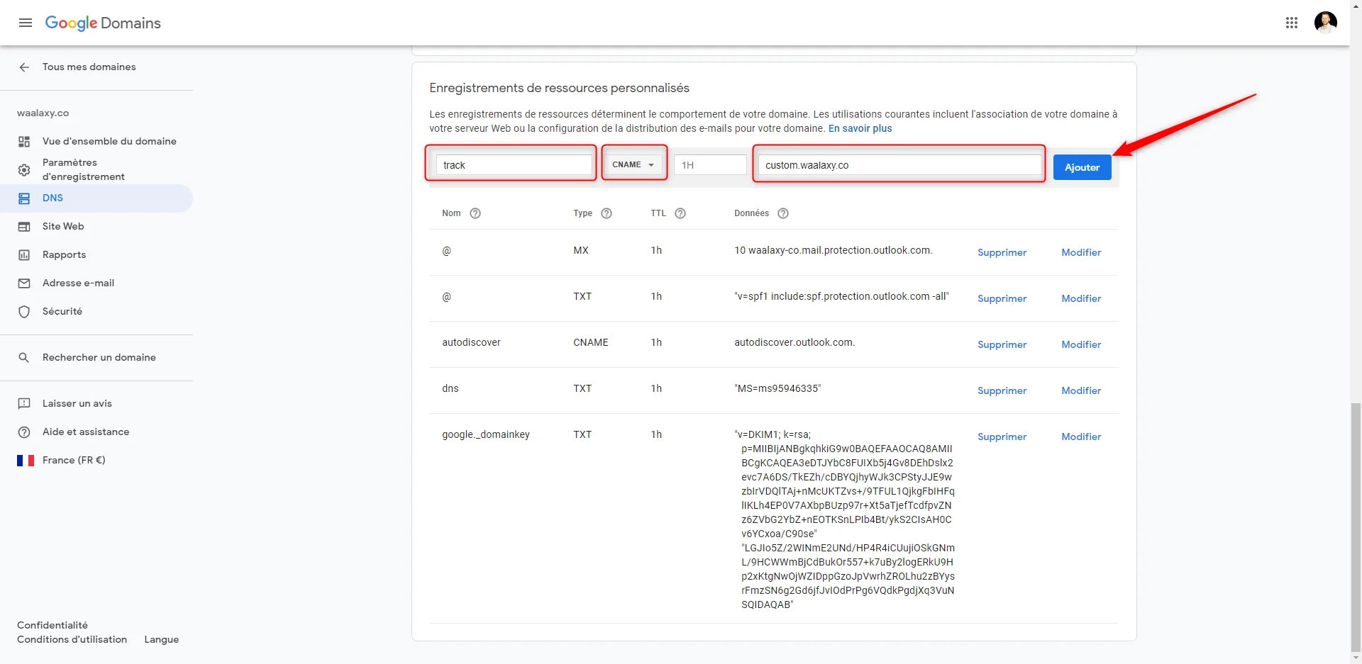 Créez un Custom Tracking Domain