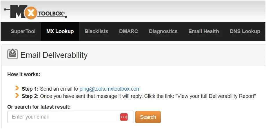 MX Toolbox outil vérification délivrabilité email