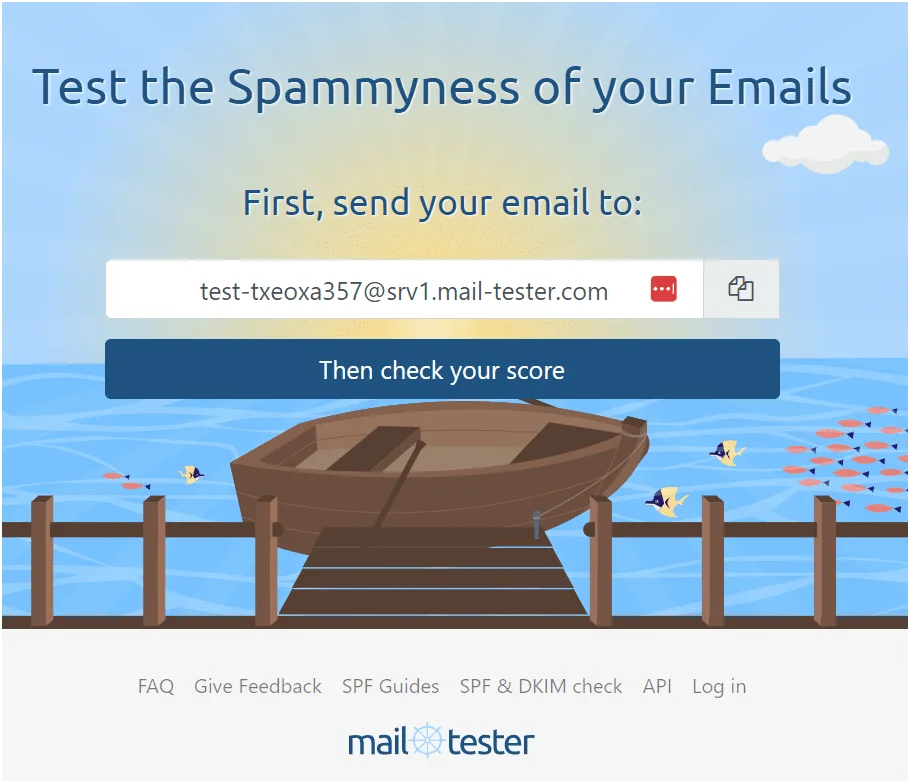 Test spammyness emails Mail Tester