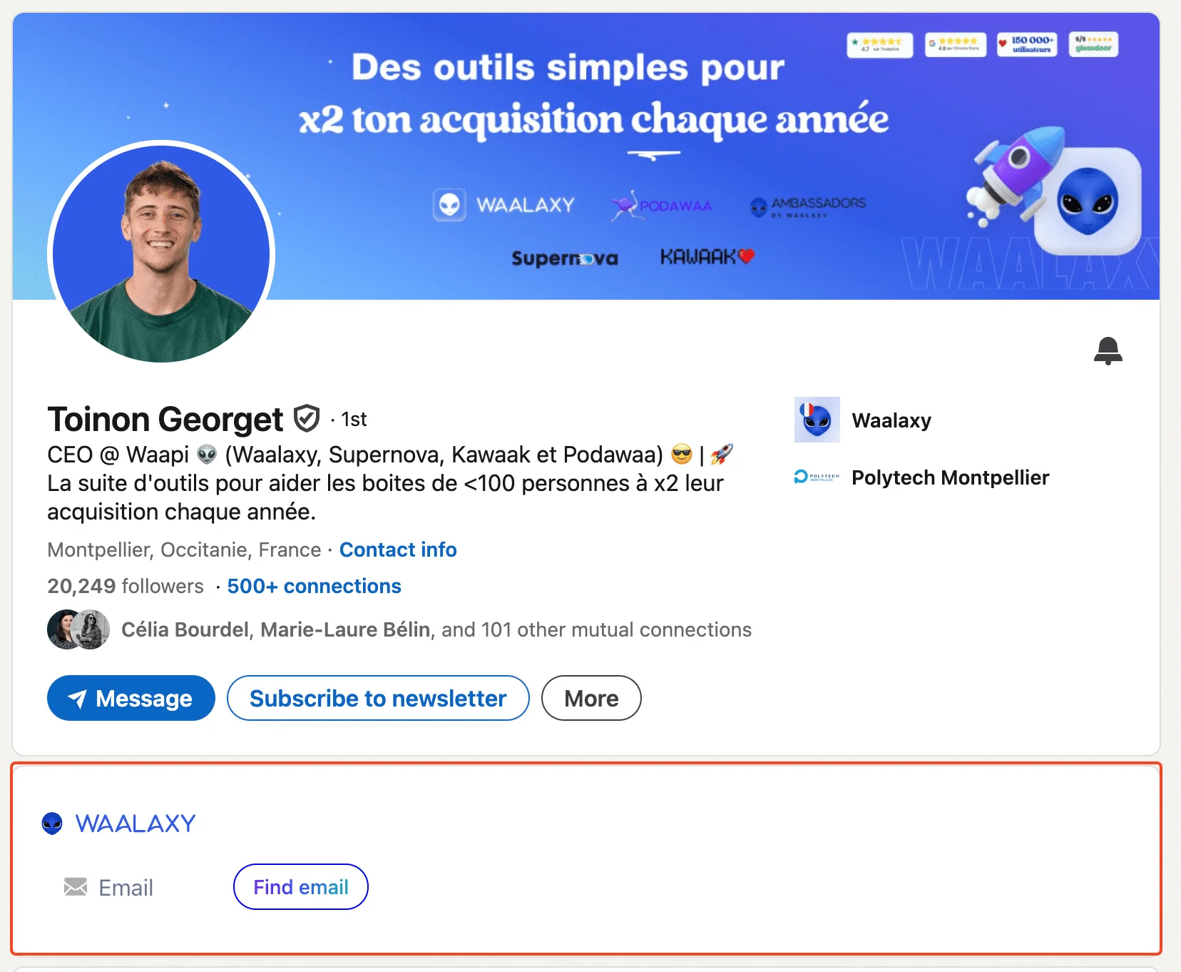 Profil LinkedIn Toinon Georget Waalaxy