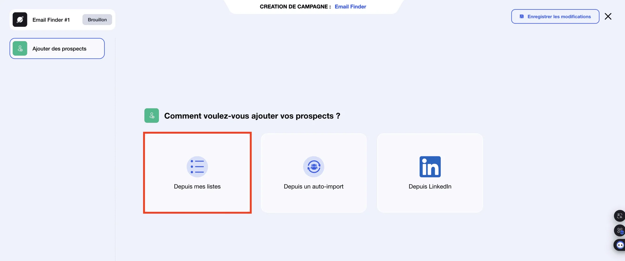 E-mail Finder : Een lijst met contactpersonen toevoegen.