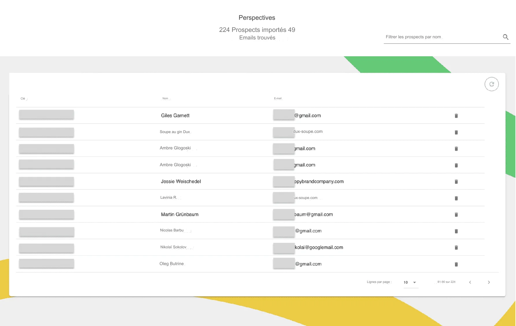 Risultati di Email Finder su Dux-soup.