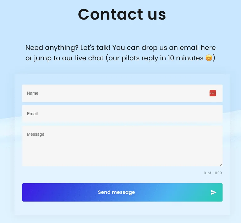 Formulaire contact Waalaxy
