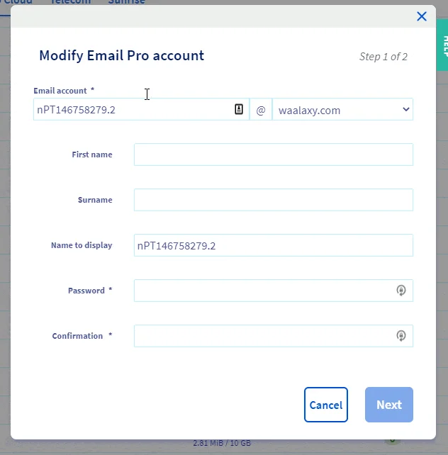 Modifier compte email pro Waalaxy