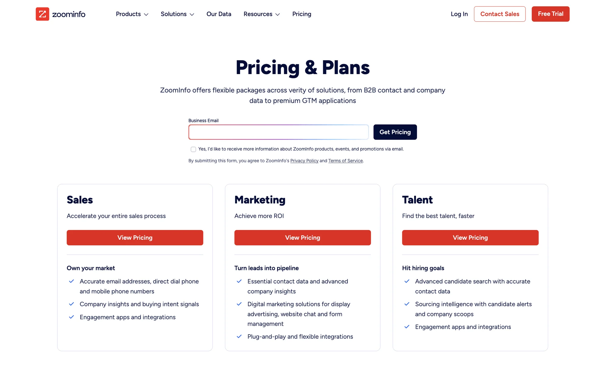 ZoomInfo Pricing