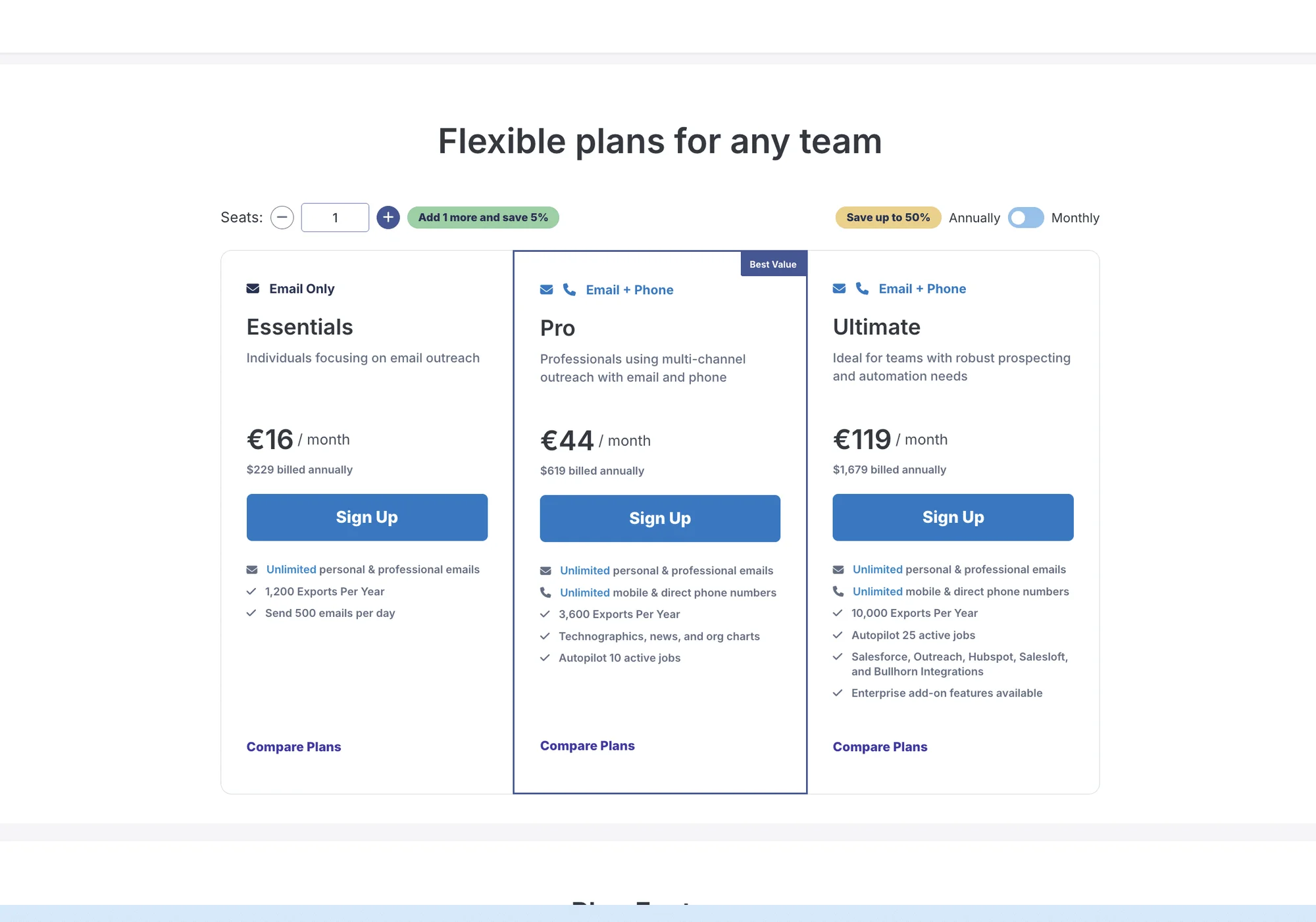 RocketReach pricing