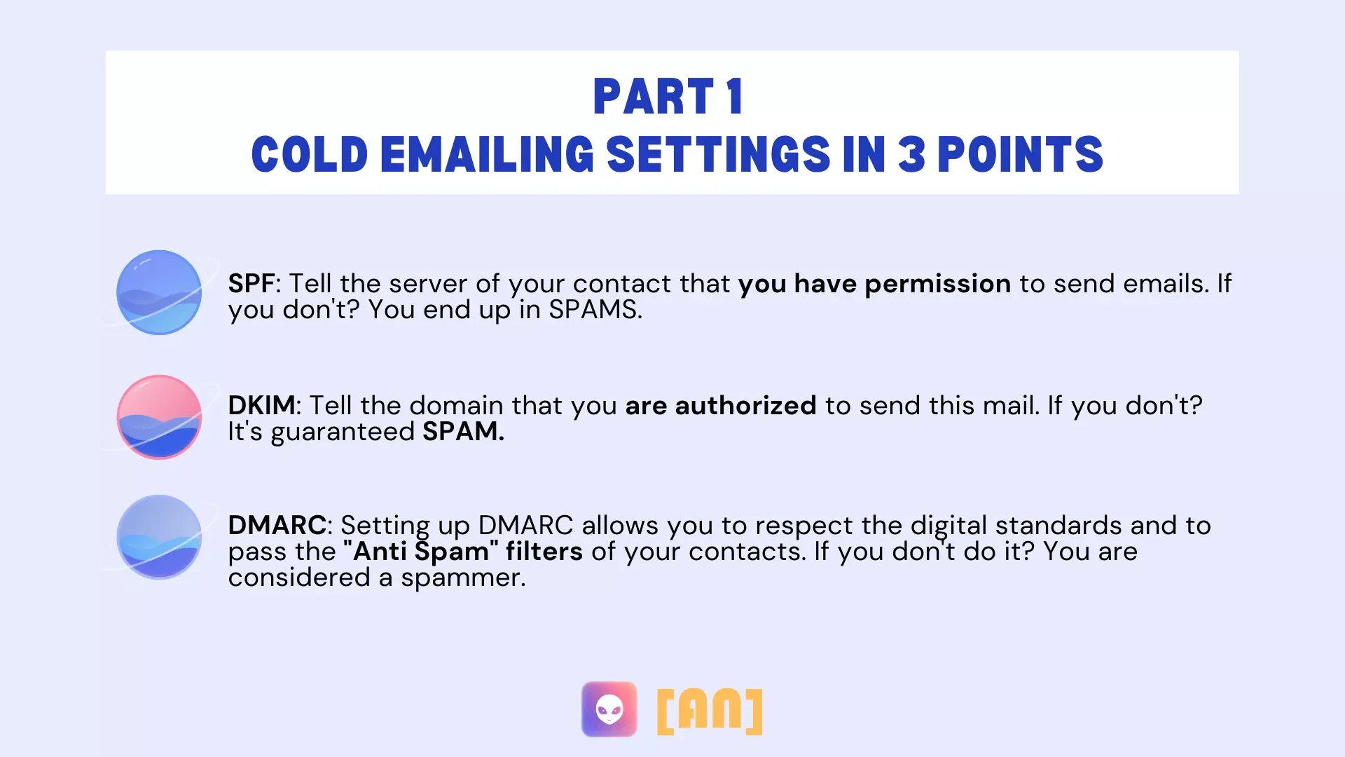 Cold emailing settings SPF DKIM DMARC