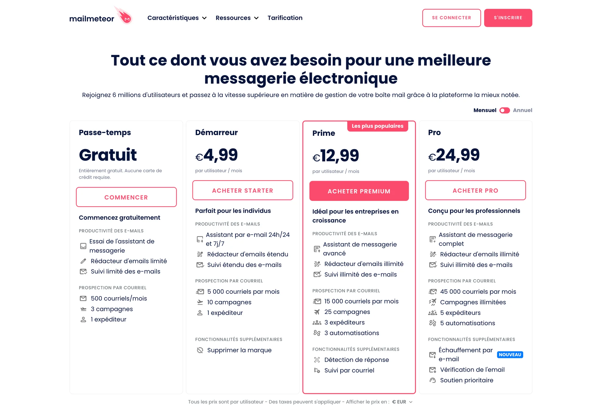 Mailmeteor prix