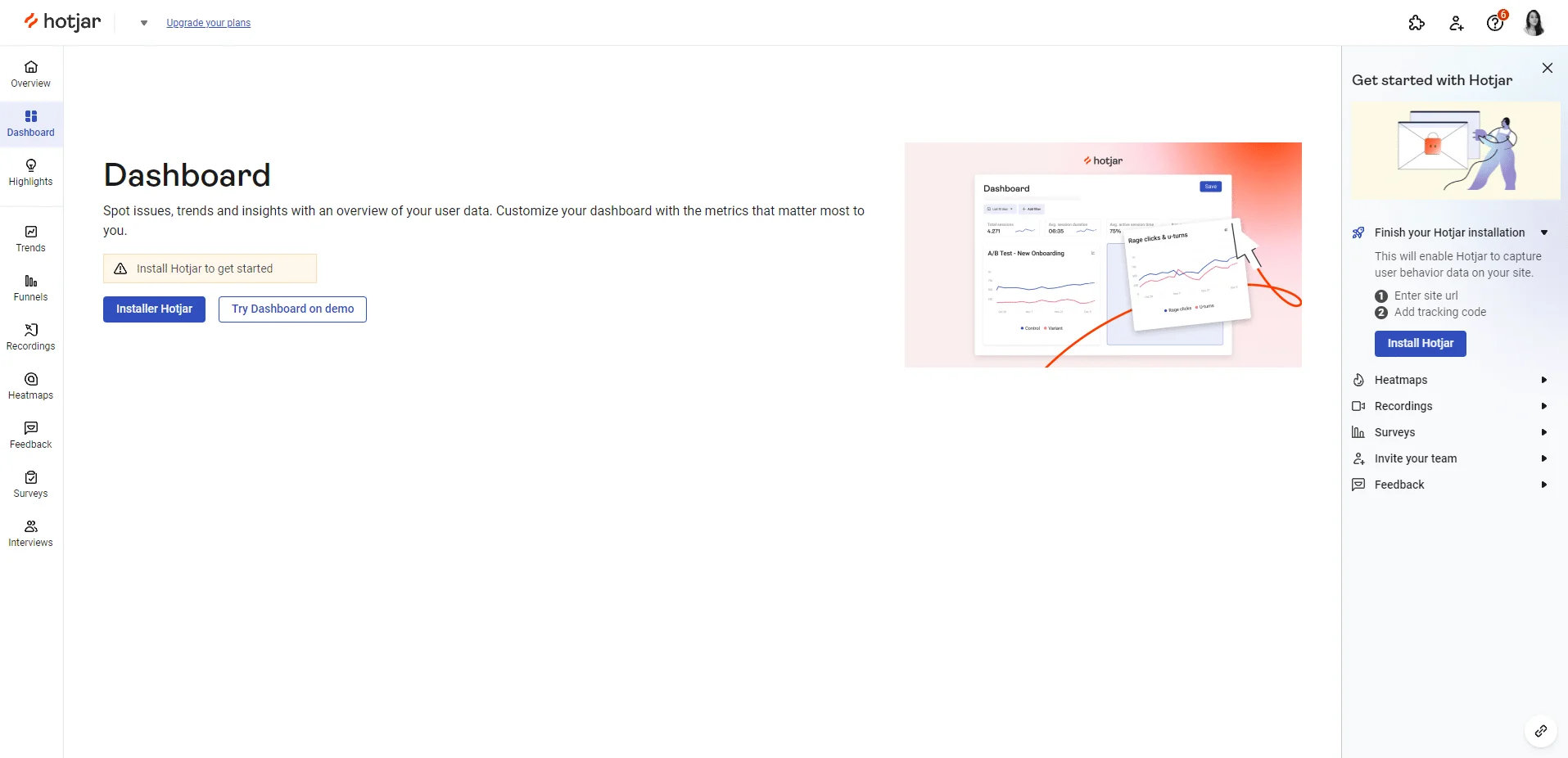 Hotjar taux de conversion outil