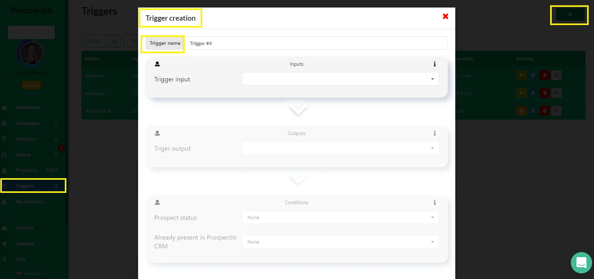 Trigger creation prospection CRM