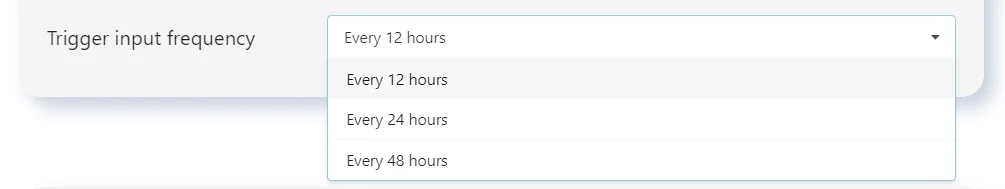 Trigger input frequency dropdown menu