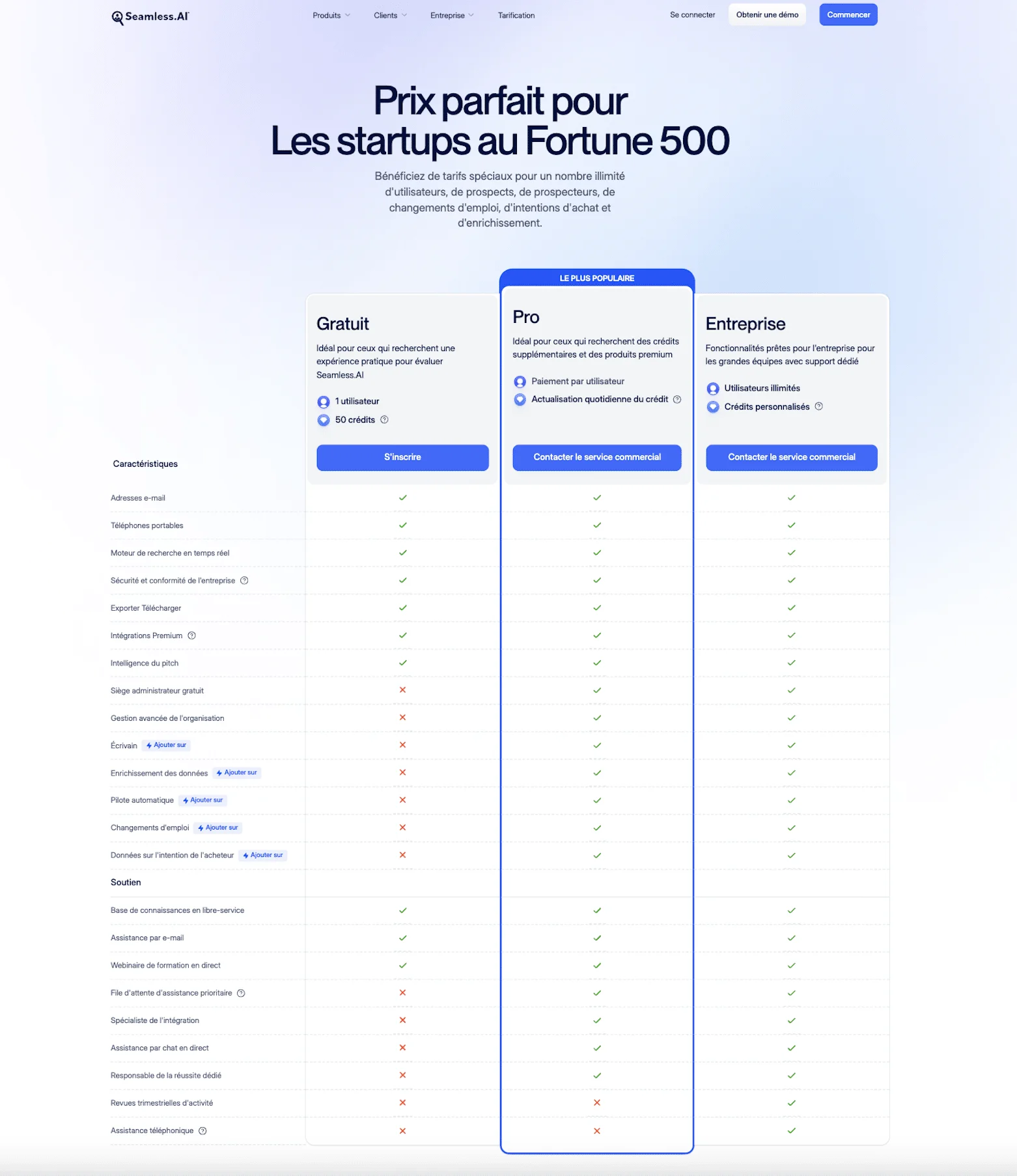Seamless Tarifs