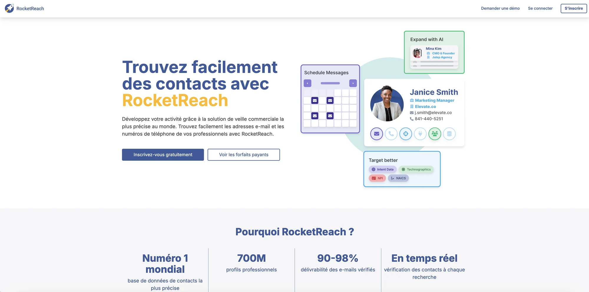 RocketReach page d'accueil du site