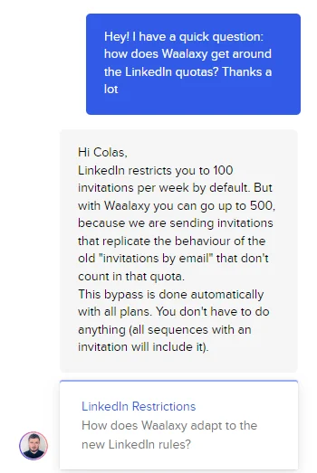 Waalaxy LinkedIn invitation quota bypass