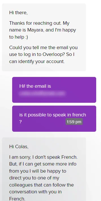 Conversation support client Waalaxy email