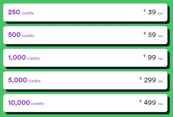 Tarifs crédits Waalaxy plans pricing