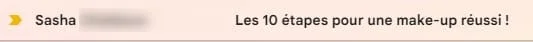 "Titre : Les 10 étapes pour un make-up réussi ! Auteur : Sasha."