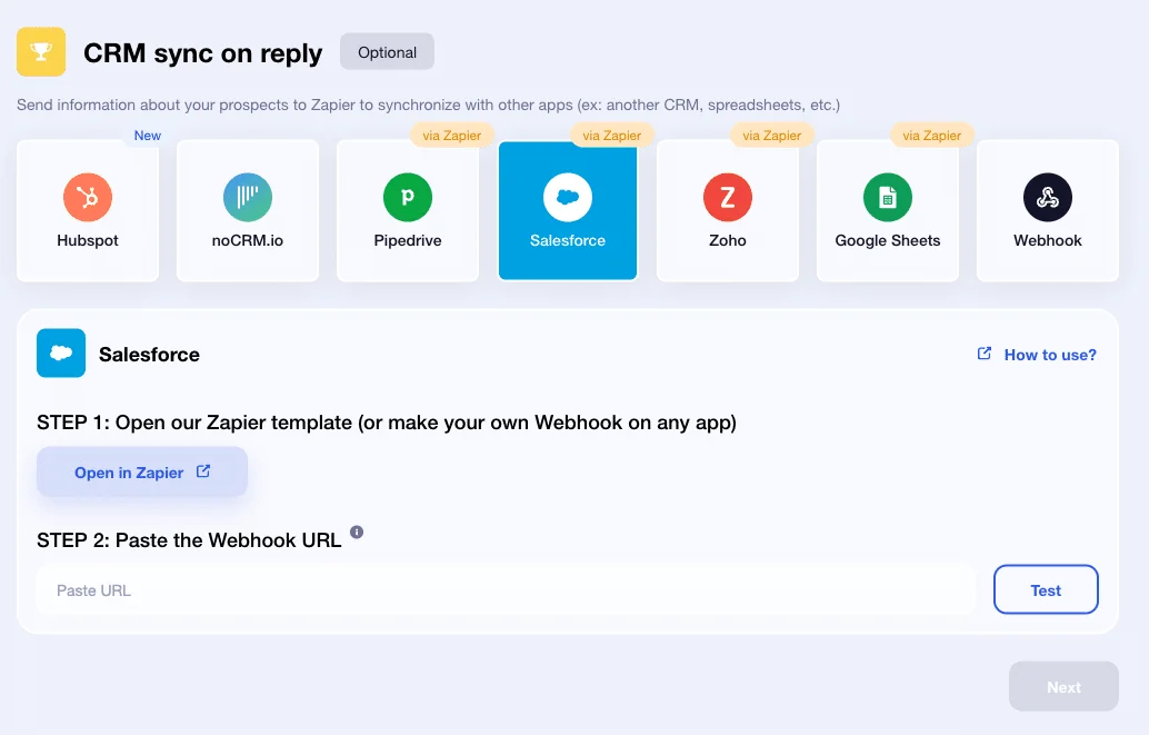 Waalaxy integration to a CRM (third-party tools)