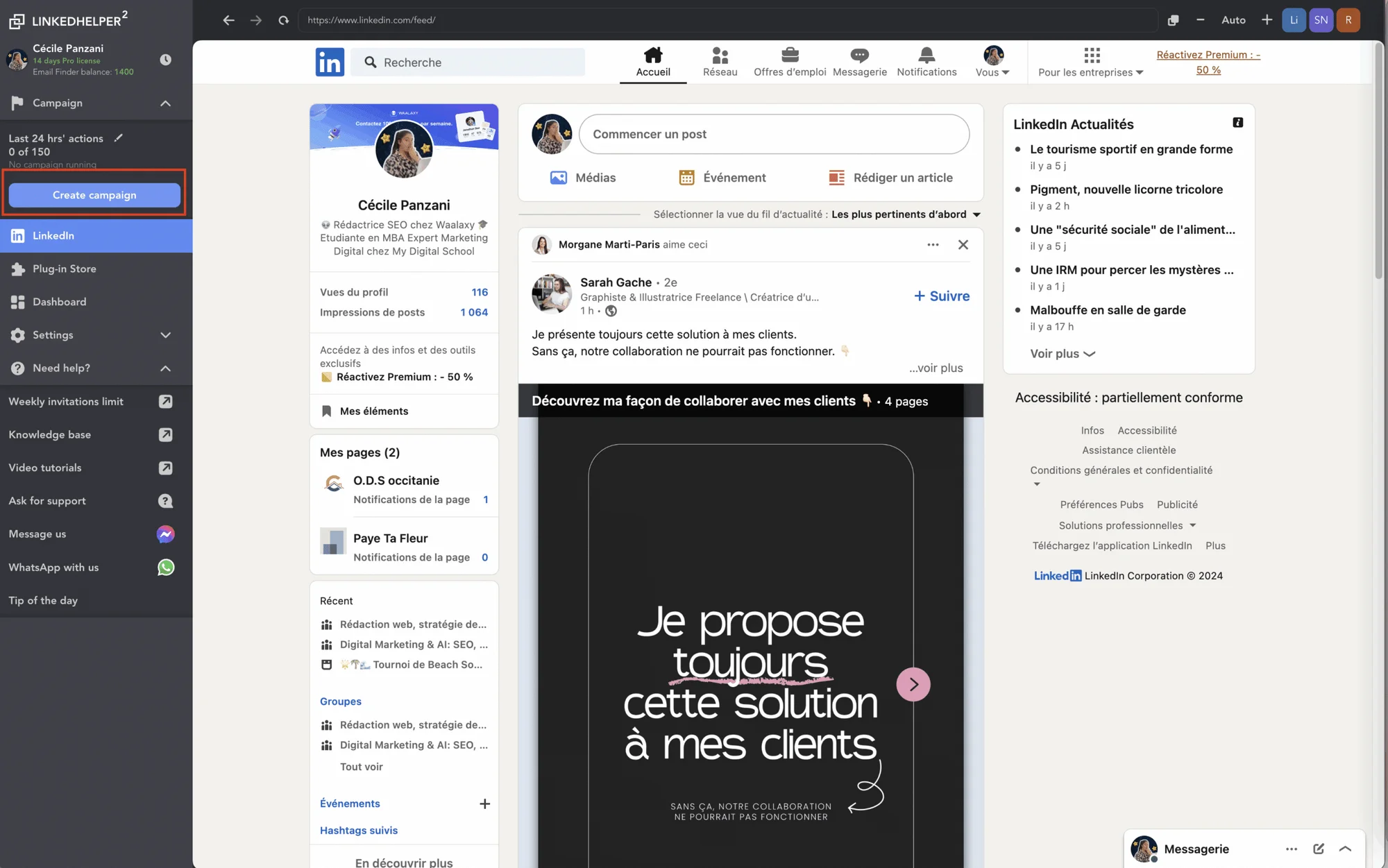 Création campagne LinkedHelper