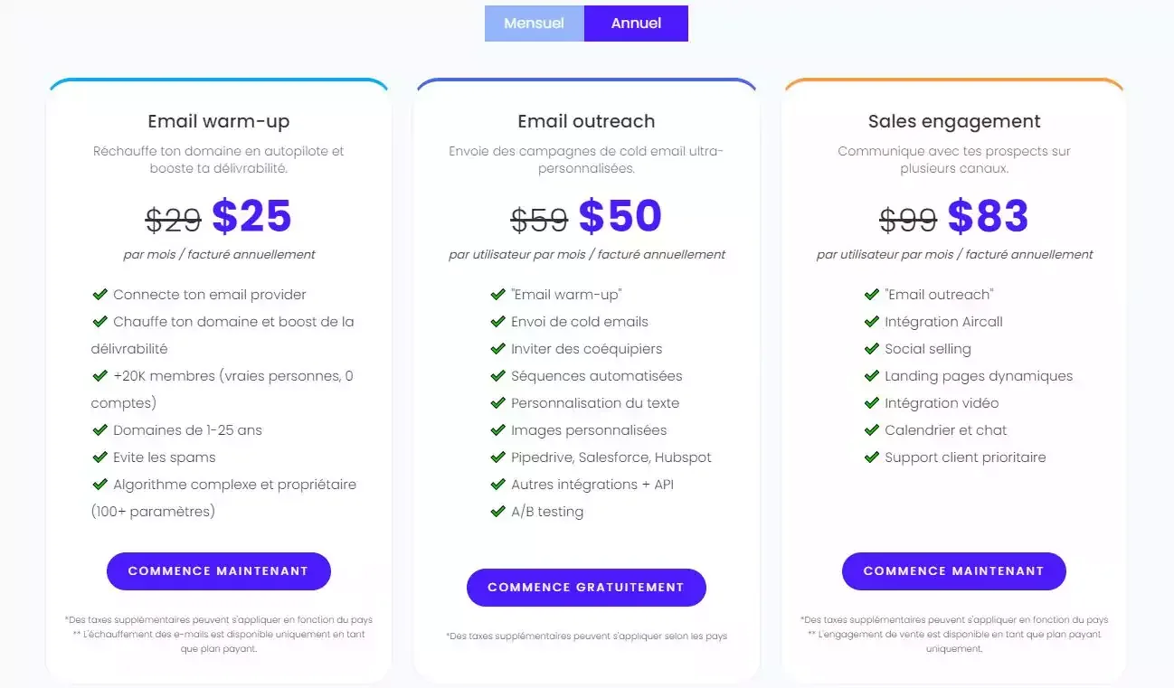Comparaison tarifs Waalaxy email prospection