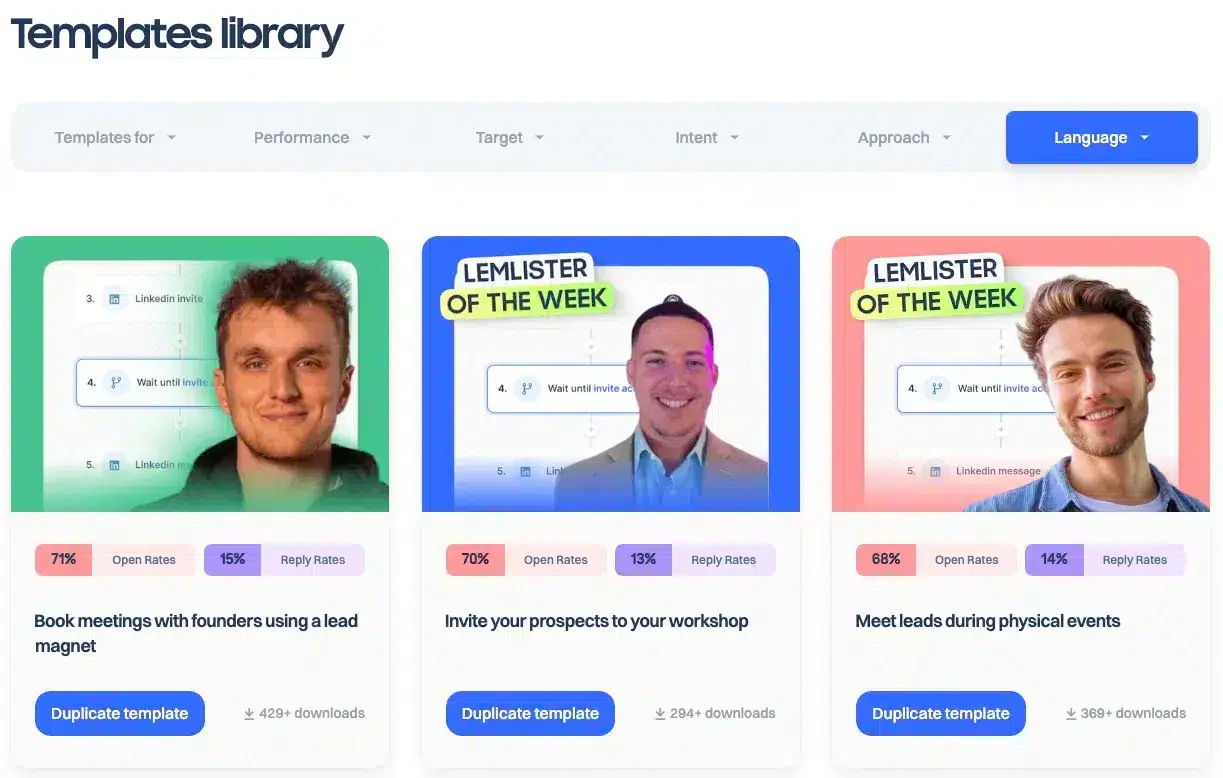 Bibliothèque templates Waalaxy LinkedIn prospection