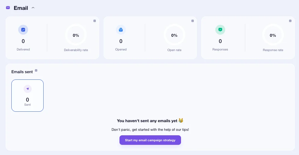 Waalaxy dashboard for email management.