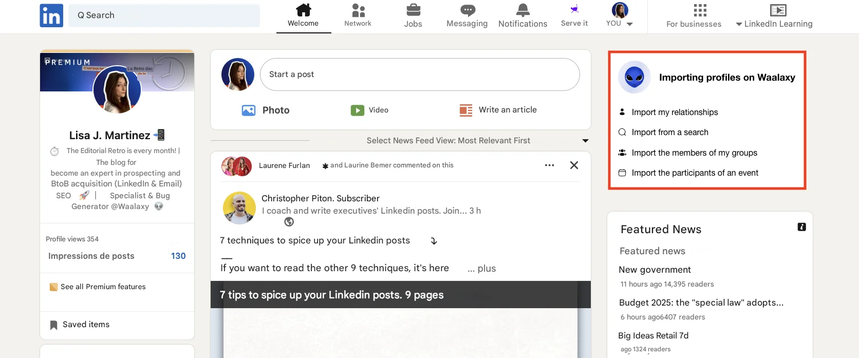 Auto-import LinkedIn contacts with Waalaxy
