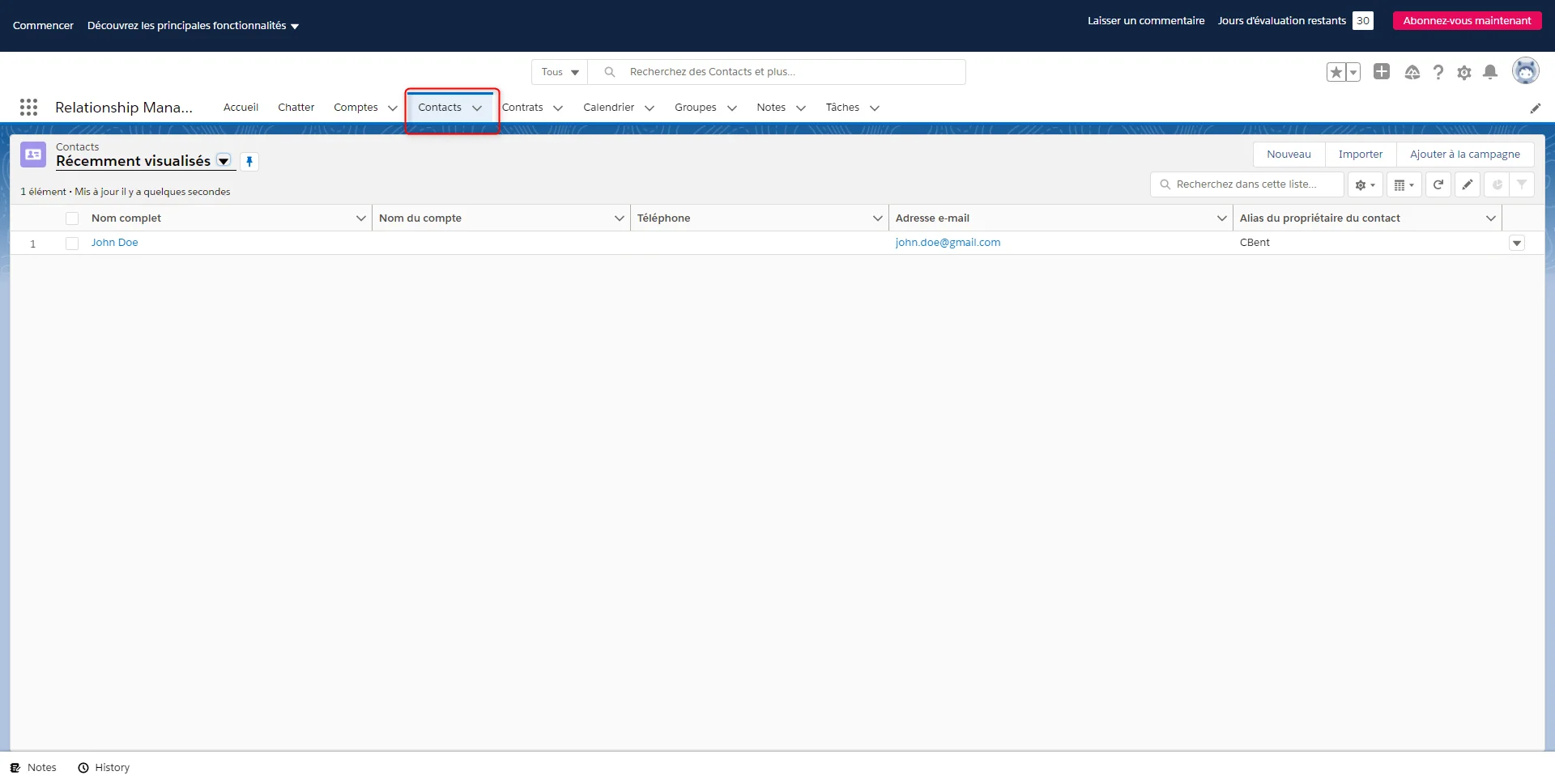 selectionner les contacts sur salesforce