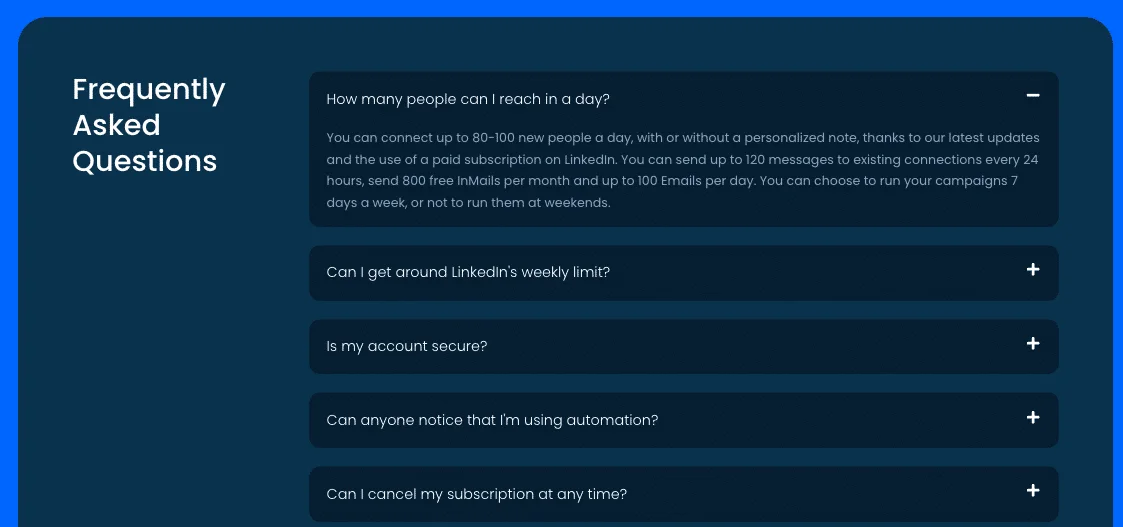 FAQ-lijst voor de Leadin landingspagina