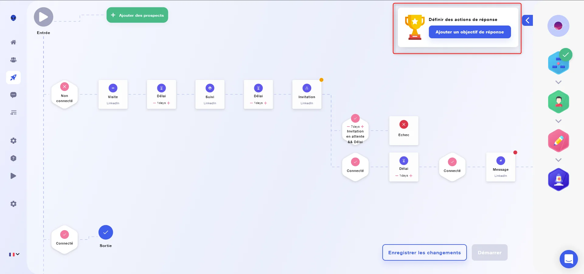 Workflow prospection LinkedIn Waalaxy