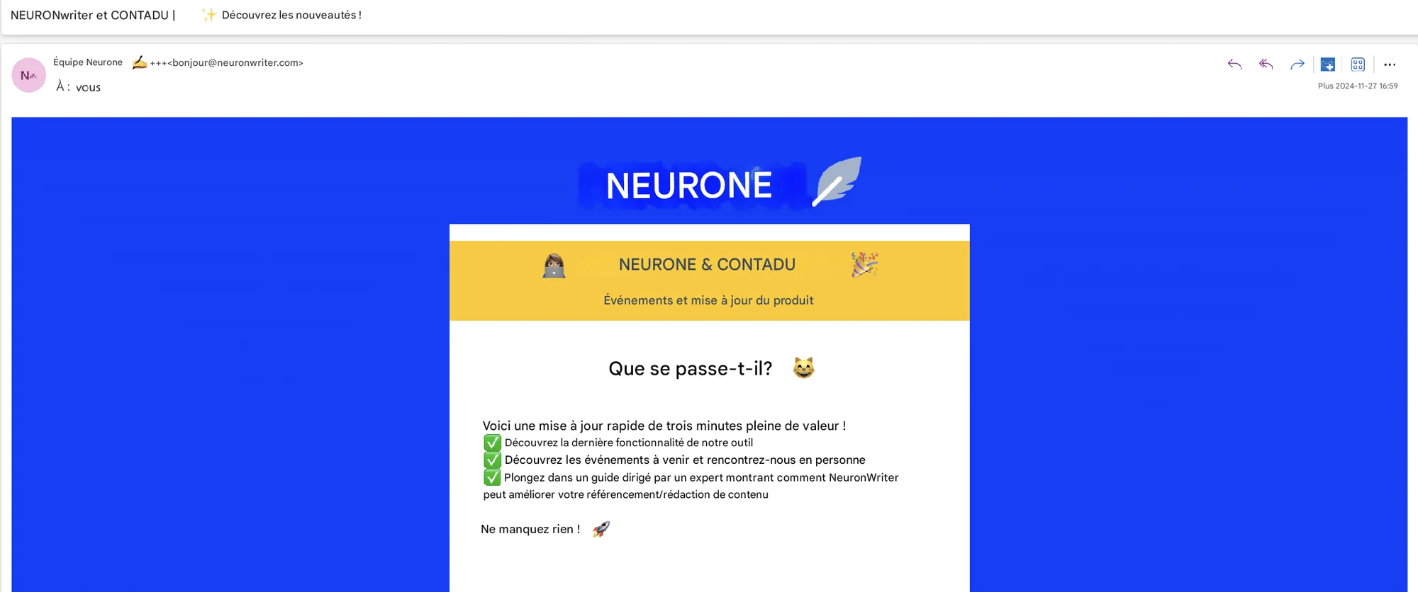 Email marketing exemple : promouvoir des offre et nouveautés.