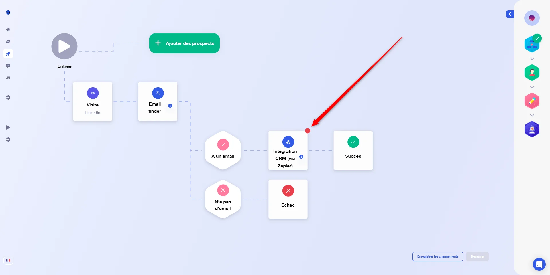 Workflow prospection LinkedIn Waalaxy