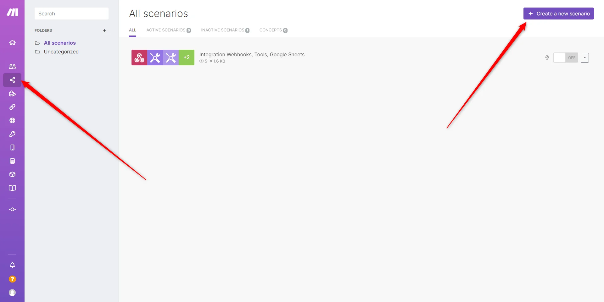 Interface scénarios Waalaxy création