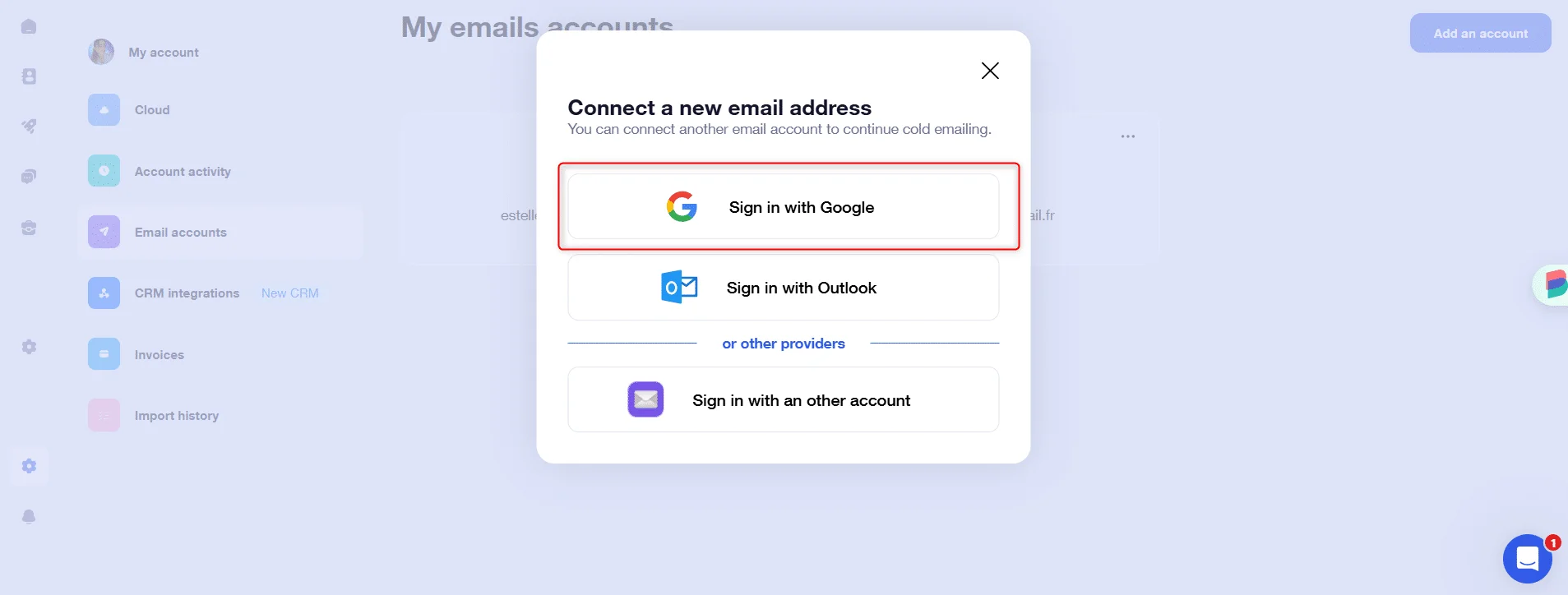 Waalaxy synchroniseren met gmail
