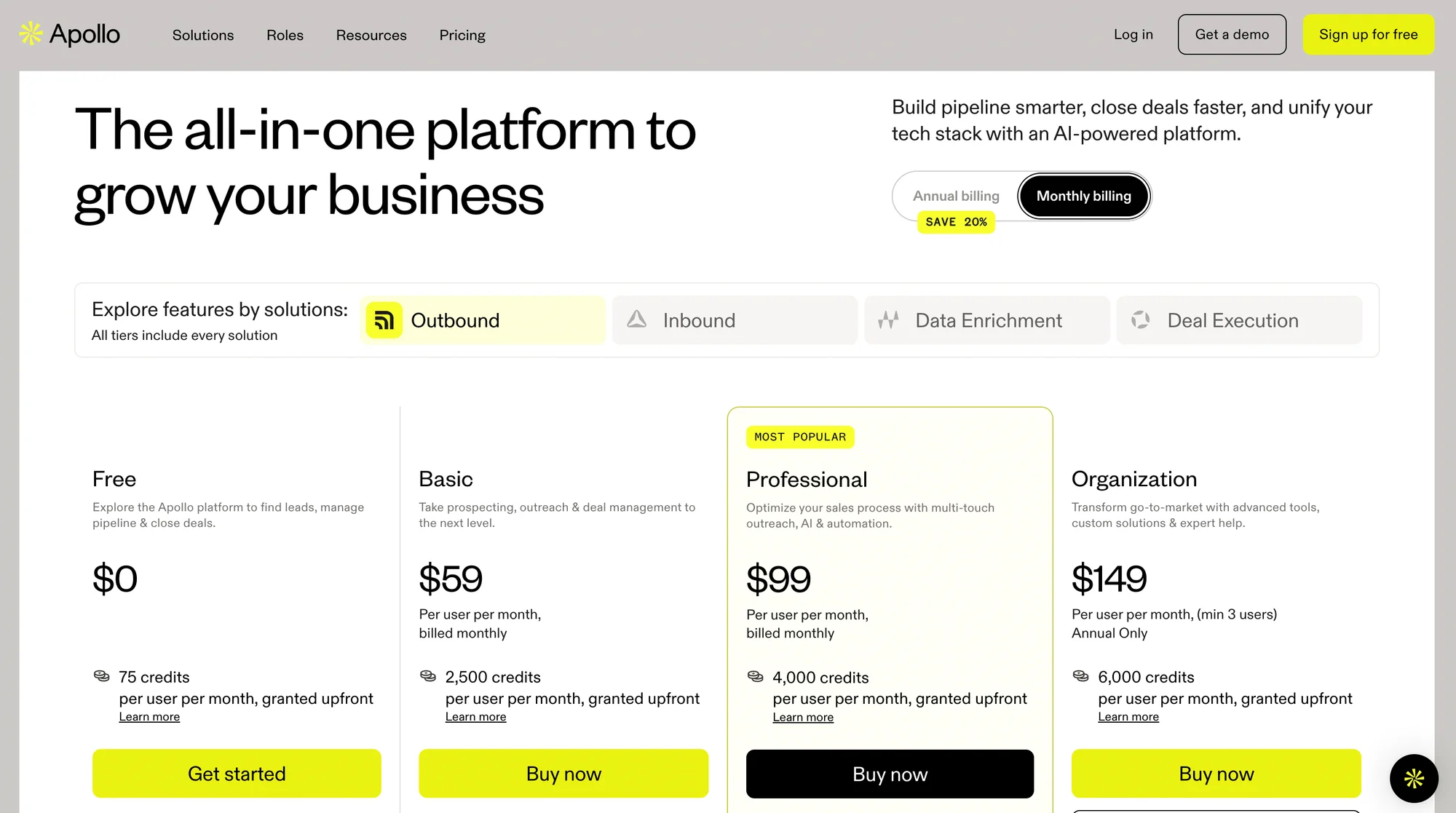 apollo.io price