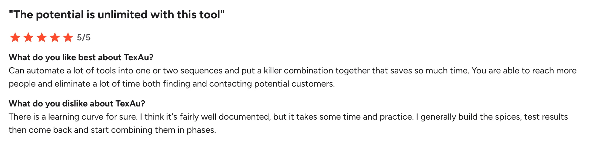 TexAu customer reviews