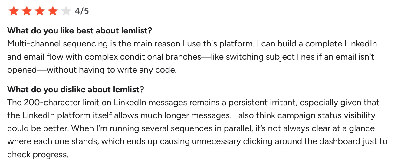 Lemlist customer reviews