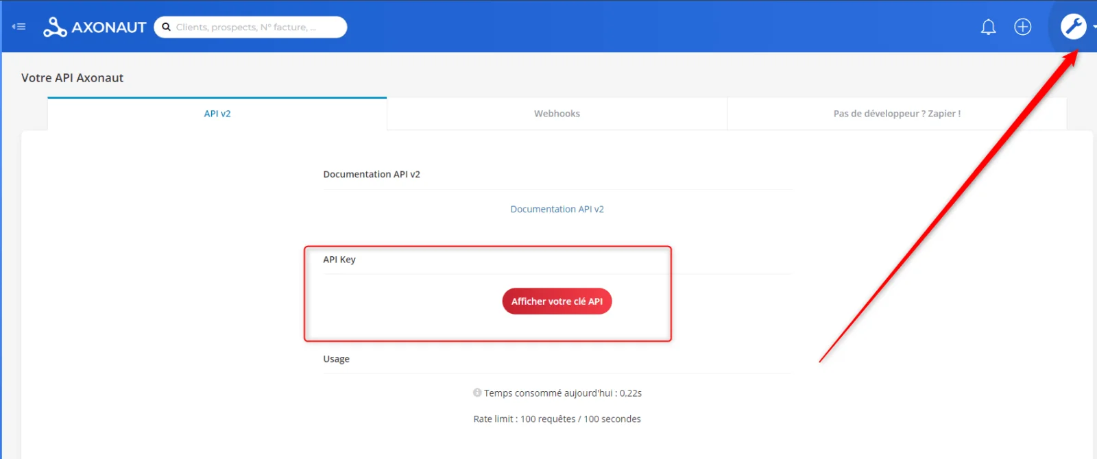 Axonaut API v2 clé API